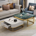 Nordic home living room marble coffee table with drawer telescopic tea table